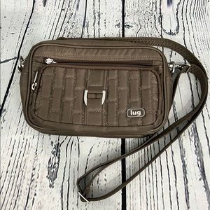 Lug Carousel Mini Cross Body Messenger Bag tan/gray like new